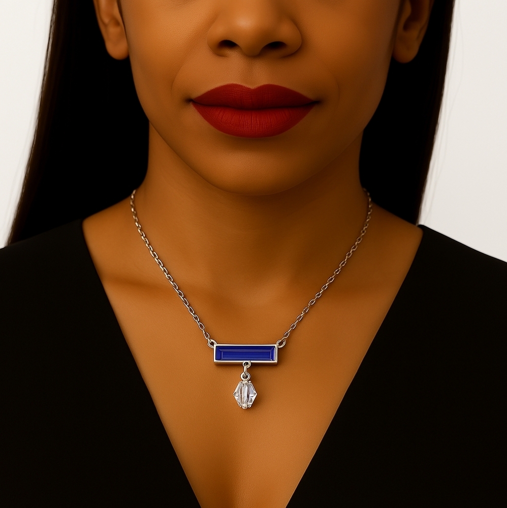 Lilac, Rive Blue & Clear Swarovski Crystal Necklace – Sterling Silver Overlay